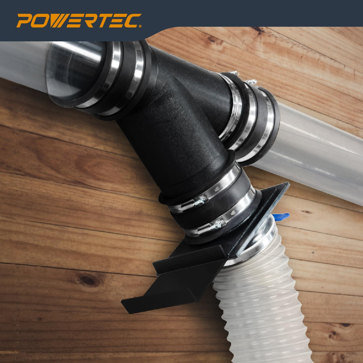 POWERTEC Tubo de PVC transparente de 6 x 36 pulgadas de largo, 1 tubo de plástico rígido, compatible con tubo redondo con accesorios de recogida de polvo, manguera para herramientas de carpintería,
