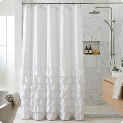 VCNY Home Melanie Ruffle Shower Curtain, 72x72, White