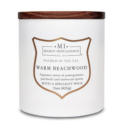 Manly Indulgence Vela Perfumada para Hombre, 16 oz - Warm Beachwood