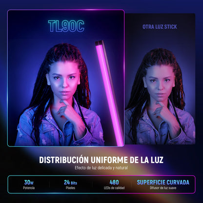 NEEWER - Luz de tubo RGB, luz de video LED de 30 W, RGBWW, varita de luz a todo color, con 18 escenas, efectos de 7 píxeles, 2500-10000 K, CRI97/TLCI98 6000 mAh, APP/2.4G/DMX control para grabación de
