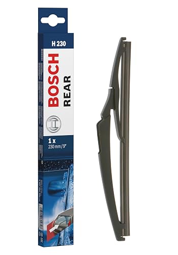 Bosch H230 Escobilla de Limpiaparabrisas Trasera 9 Pulgadas Individual | Excelente rendimiento de limpieza: cuchilla de repuesto para parabrisas trasero
