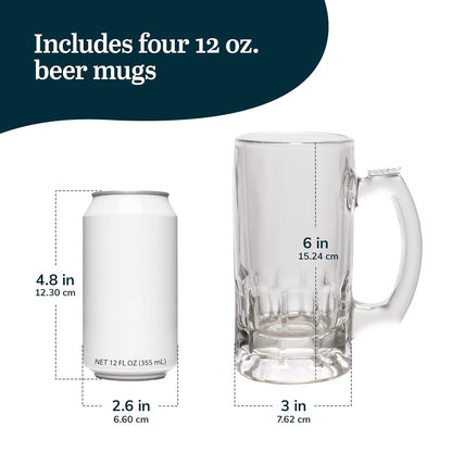 Libbey Craft Brews - Juego de tazas de cerveza de vidrio, juego de 4 vasos de cerveza grandes para servir Ales y Lagers, tazas de cerveza de vidrio atemporales para congelador