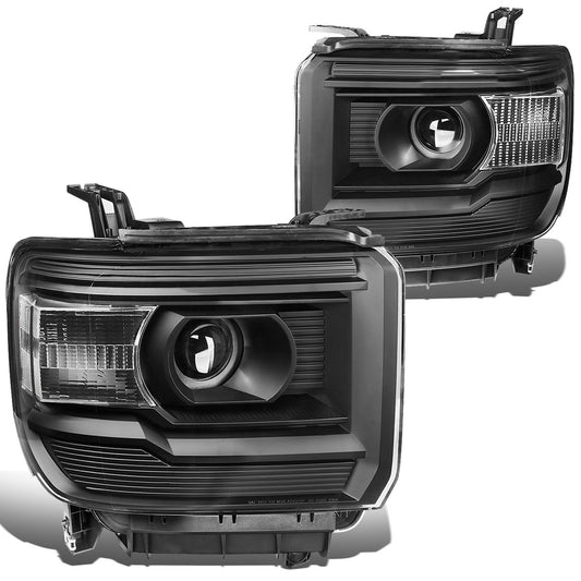 Dna Motoring Faros Delanteros de Repuesto, Carcasa Negra, para Sierra 14-17, HL-OH-GMCS14-BK-CL1