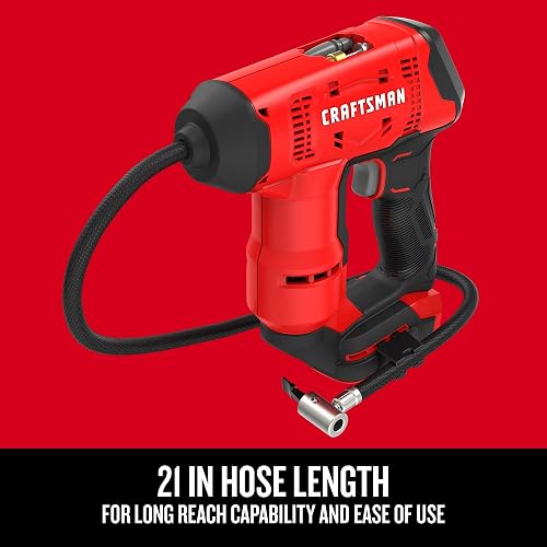 Craftsman Inflador de Neumáticos Inalámbrico V20, hasta 150 PSI, Medidor de Presión Digital, Solo Herramienta (CMCE521B)