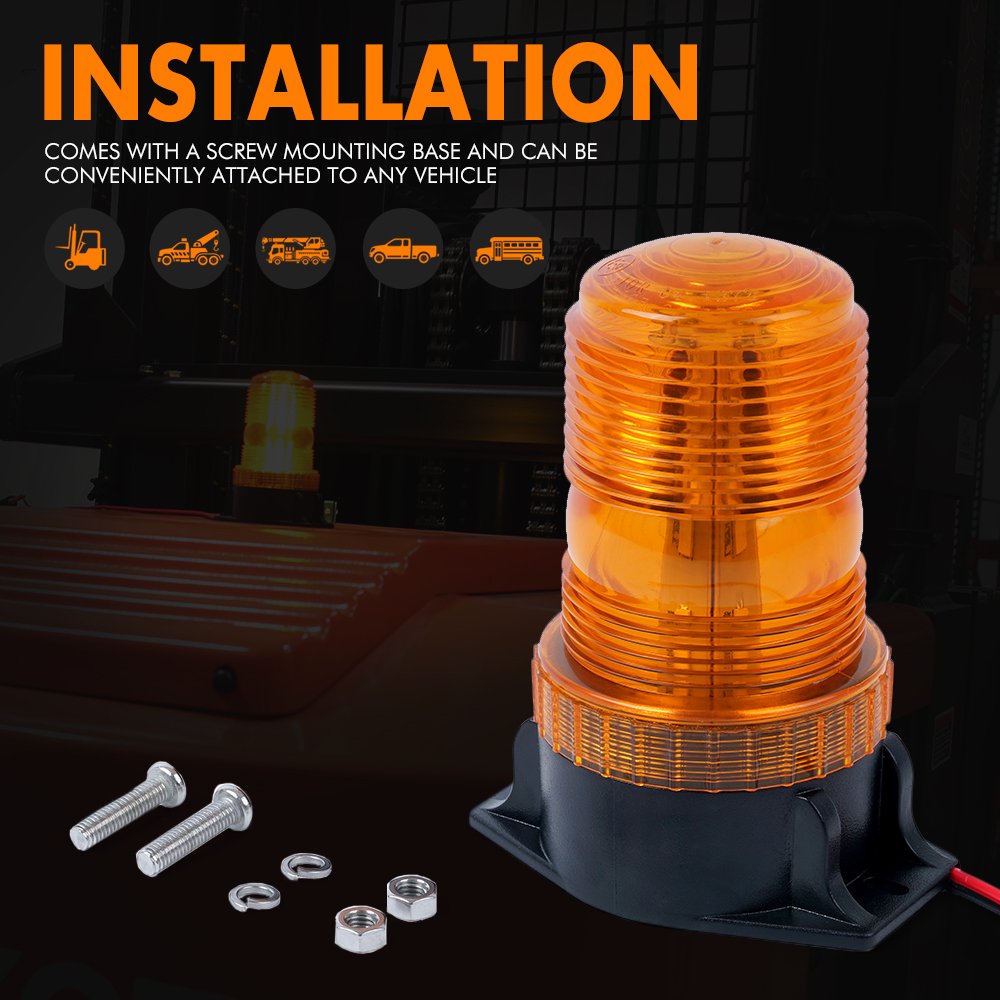 Xprite 30 LED Ámbar Luz Estroboscópica de Baliza para Montacargas Luces Intermitentes de Advertencia de Seguridad para Cortacésped de 10-110V, ATV, Camiones, Tractor, Carritos de Golf, UTV, Autos