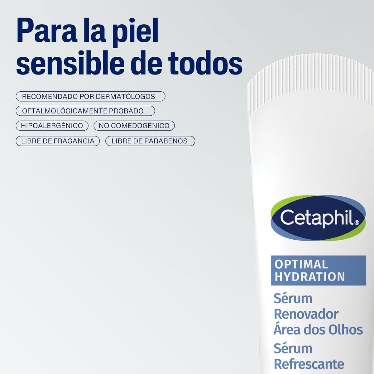 Cetaphil Optimal Hydration Sérum Ojos Ácido Hialurónico Piel Sensible 15 ml | Con HydroSensitiv Complex, ayuda a hidratar, calmar sensibilidad y mejorar apariencia de ojeras, bolsas e hinchazón.