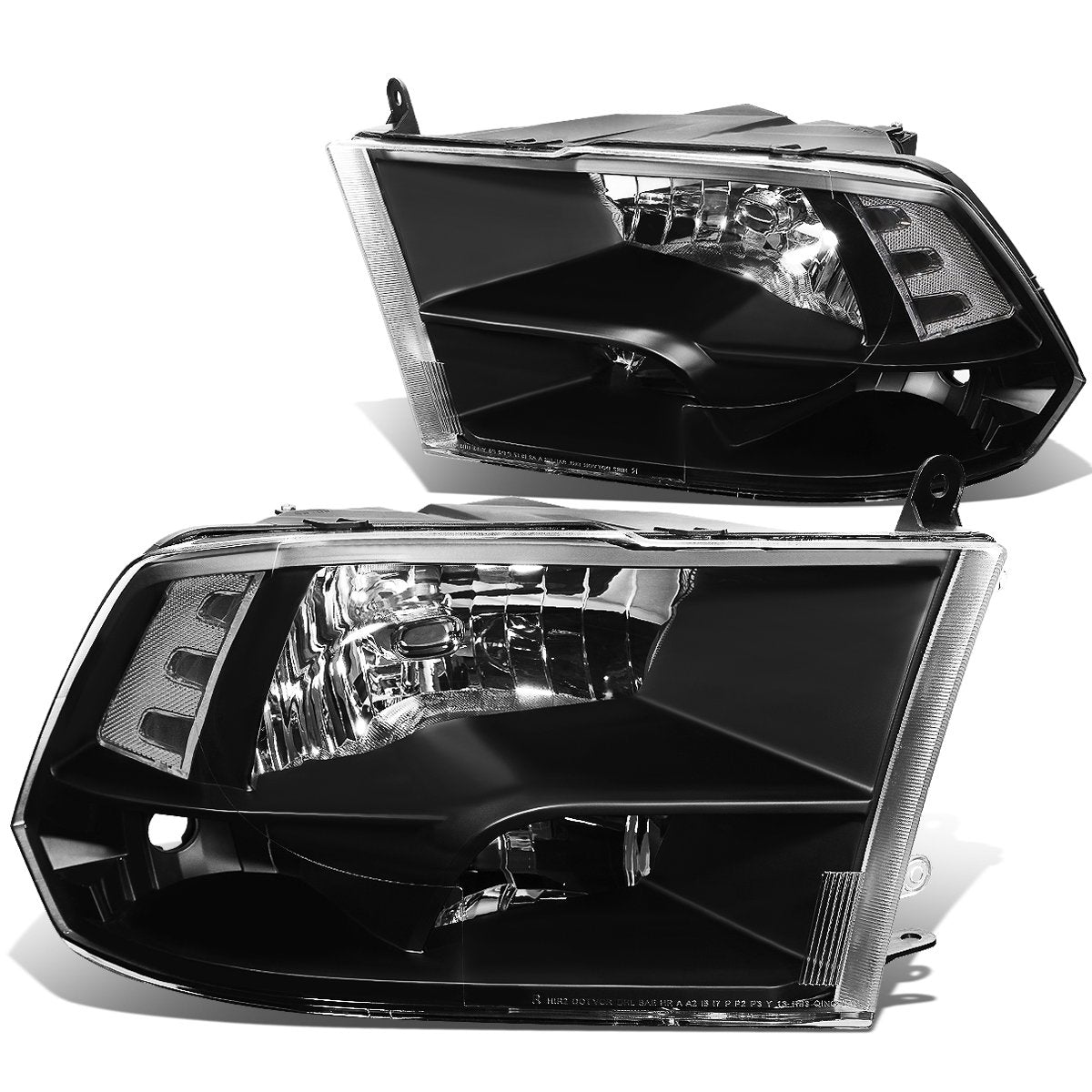 DNA Motoring Conjunto de Faros Delanteros Halogen, Negro/Transparente, HL-OH-DR09QUA-BK-CL1 [para Ram 1500-5500 10-18]