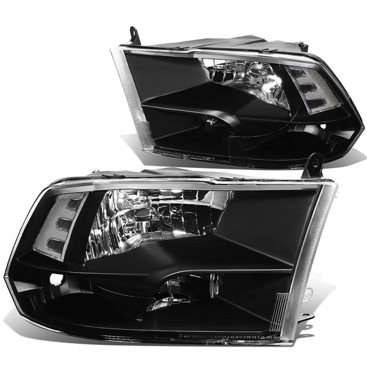 DNA Motoring Conjunto de Faros Delanteros Halogen, Negro/Transparente, HL-OH-DR09QUA-BK-CL1 [para Ram 1500-5500 10-18]