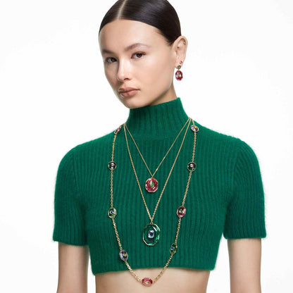 Swarovski Stilla Necklace and Earrings Crystal Jewelry Collection, Mixed Crystal Cuts, Varying Metal Finishes