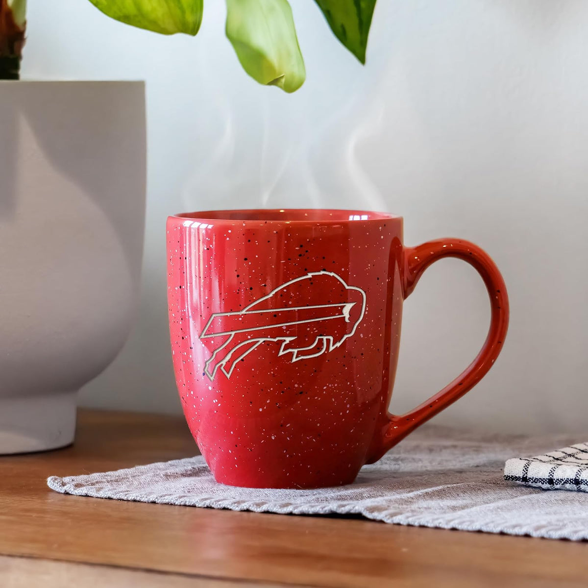 Rico Industries NFL Football Buffalo Bills - Taza de café de cerámica moteada grabada con láser de 16 onzas
