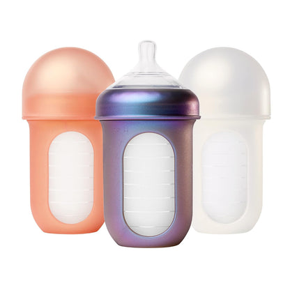 Boon NURSH Biberón de Bolsa de Silicona 236 ml Tie Dye, 3 pz - Speckle - 236.59 ml (8 oz) - Pack of 3