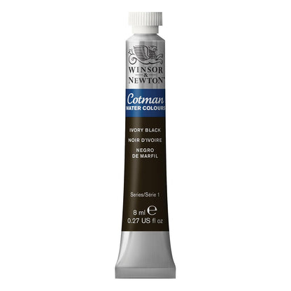 Winsor & Newton Acuarela Cotman en Tubo 8 ml, Varios Colores - Tubo de 7,7 g - Negro Marfil