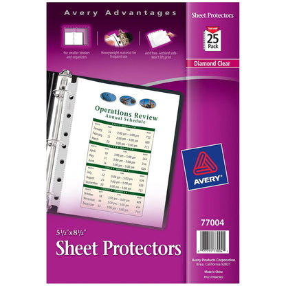 Avery 77004 Protectores de Hojas Semi-color, Libres de PVC, 25 Protectores, color Transparente