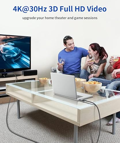 Jsaux Cable Displayport a Hdmi 4K 10 Ft Trenzado Nylon | diseno portatil para uso diario, viajes, oficina y accesorios de gaming