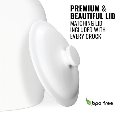 Geo Sports - Dispensador de agua de cerámica de porcelana, llave de acero inoxidable, válvula y tapa incluida. Se adapta a jarras de 3 a 5 galones. (Blanco macizo)