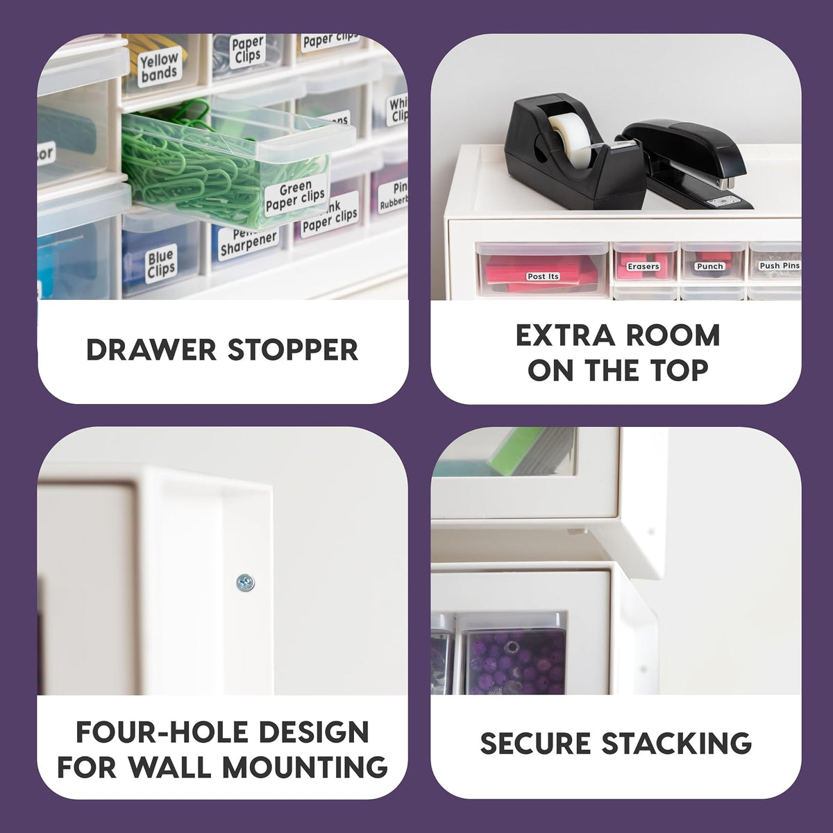 IRIS USA Organizador de Tornillos, Gabinete de 36 Cajones, Almacenamiento de Cajones de Plástico para Manualidades, Piezas Pequeñas, Tuercas y Herramientas, Pasatiempos de Arte de Scrapbook - Blanco