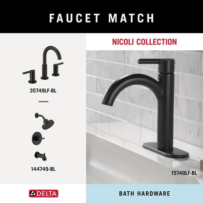Delta Nicoli (1 Unidad), Soporte para Toallas de Mano, Color Negro Mate, para baño, Pared, Soporte Cuadrado para Toallas, Colgador de Toallas de baño, Accesorios de baño, NIC46-MB