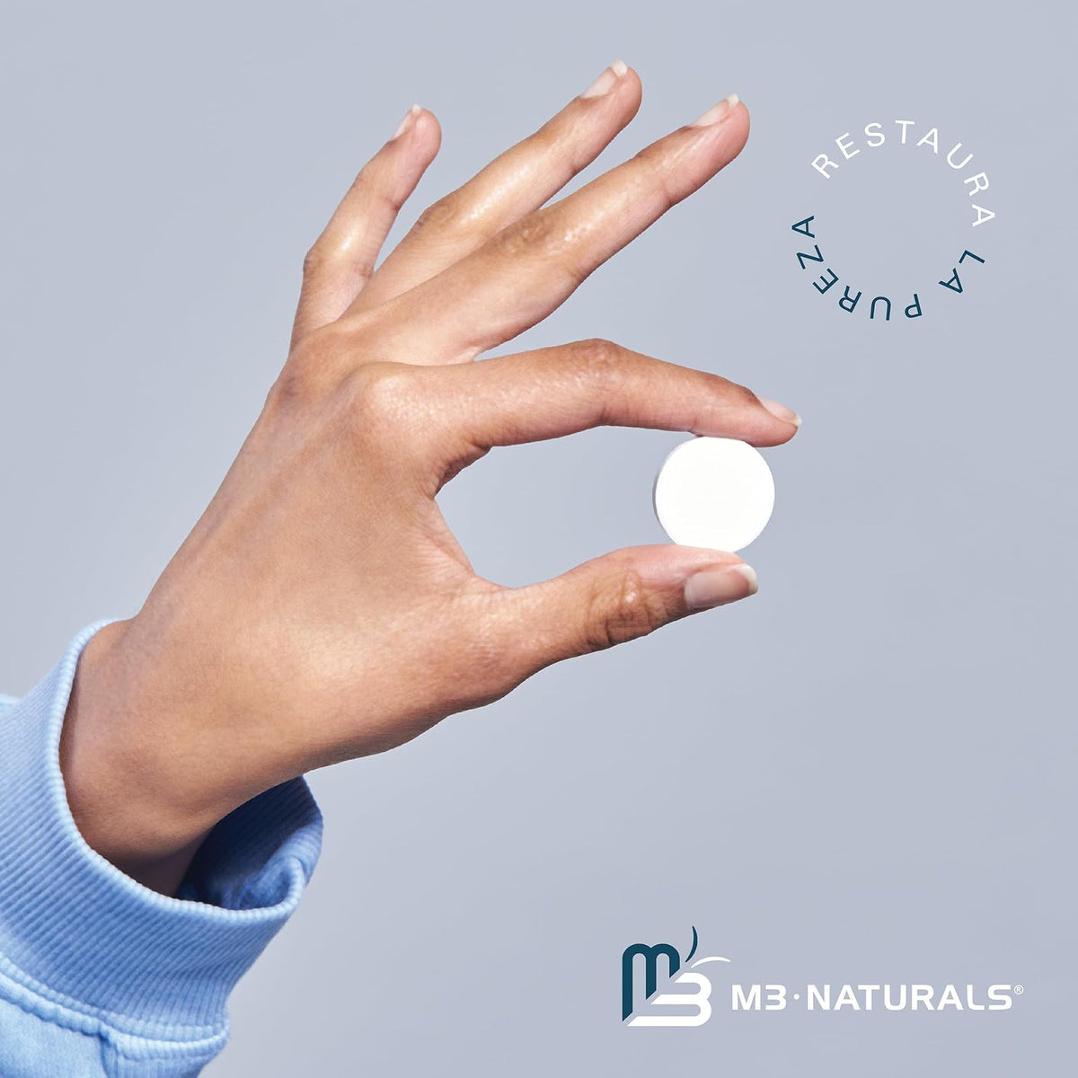 M3 Naturals Tabletas Limpiadoras de Retenedores Dentales, 120 Tabletas | Limpia retenedores, alineadores y prótesis; elimina olores, manchas y placa; efervescentes sabor menta con estuche