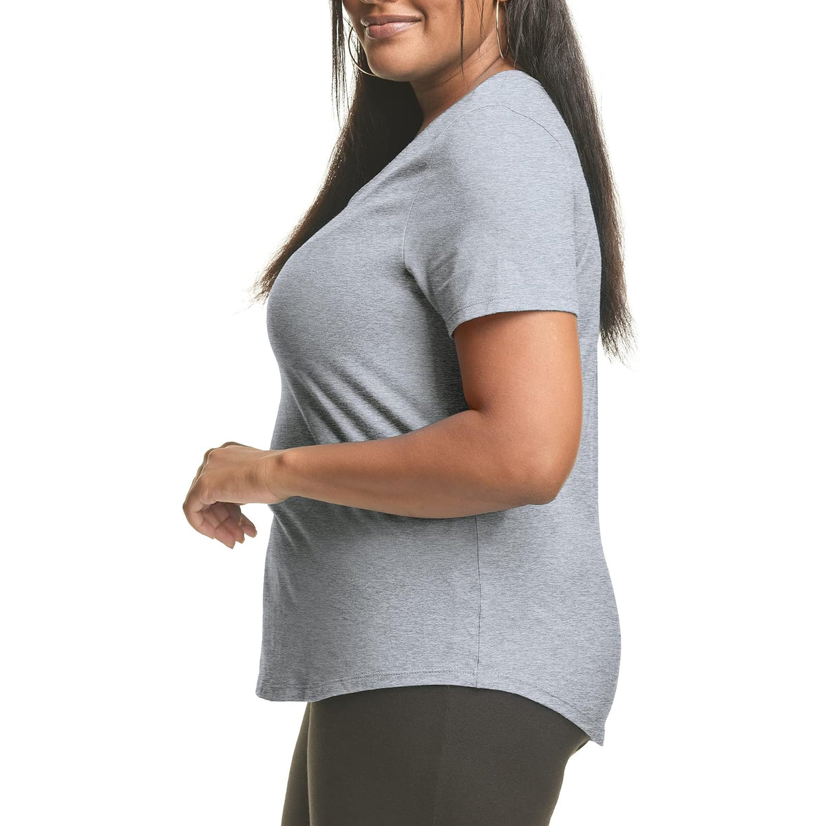 Hanes Women's Just My Size Plus Size Cotton Jersey T-Shirt, Short Sleeve V-Neck tee