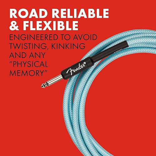 Fender Professional Series Cable para Guitarra Tweed, Recto/Recto, 15 Pies, Color Daphne Blue