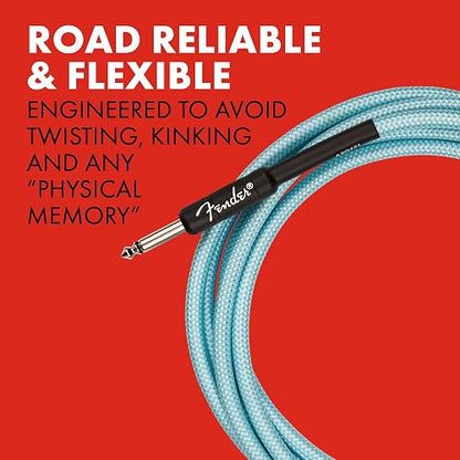 Fender Professional Series Cable para Guitarra Tweed, Recto/Recto, 15 Pies, Color Daphne Blue
