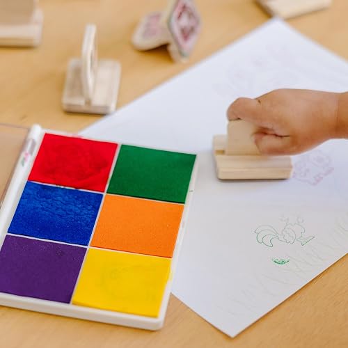 Melissa & Doug Almohadilla de Tinta Arco Iris para Sellos, Artes y Manualidades, Tinta Lavable, 6 Colores