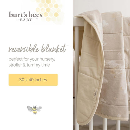 Burt's Bees Baby Manta Reversible para Bebé | Algodón 100% Orgánico, 30 x 40 Pulgadas, Acolchado, Guardería, Carriola, Tummy-Time