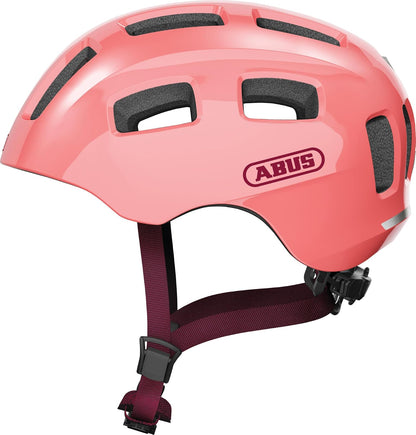 ABUS Fahrradhelm Youn-I 2.0 - mit Licht für Kinder, Jugendliche und Junge Erwachsene - für Mädels und Jungs - M (52-57 cm) - Coral (living coral)