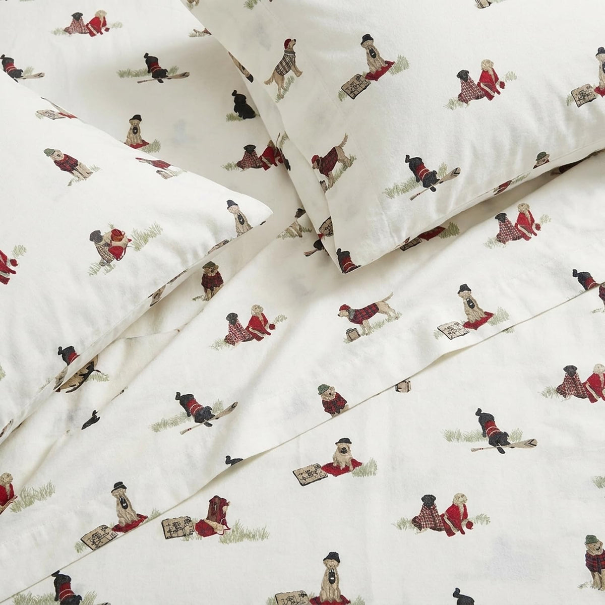 Eddie Bauer - Juego de sábanas Queen, Ropa de Cama de Franela de algodón cálido y Transpirable con Bolsillos Profundos, Cepillado para Mayor suavidad, acogedora decoración del hogar, Certificado