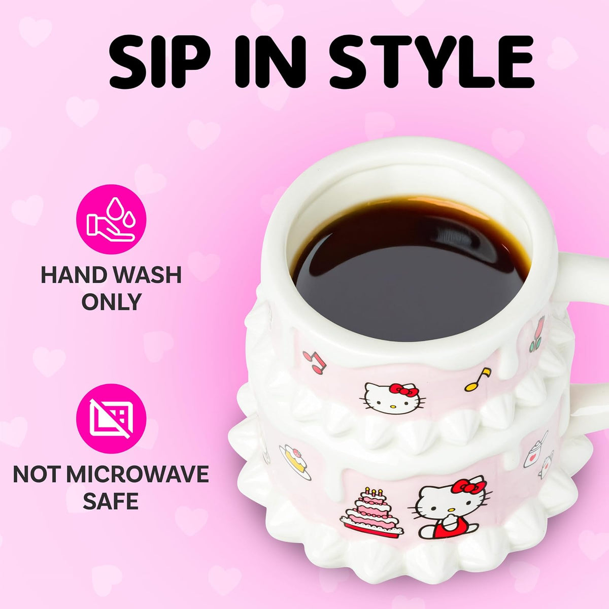 Taza esculpida 3D de cerámica con diseño de Hello Kitty de Silver Buffalo | Cerámica, 0,65 litros
