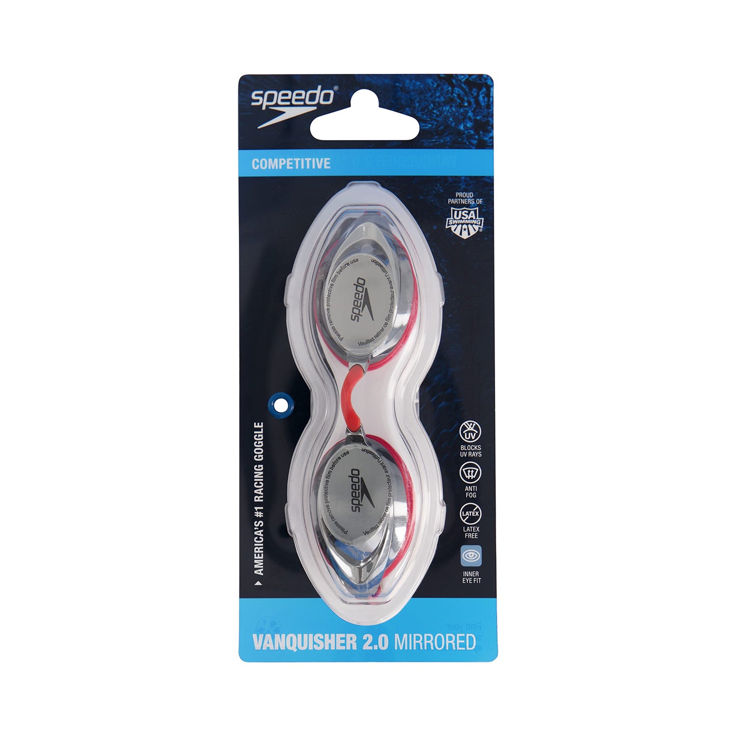 Speedo Vanquisher 2.0 Mirrored Swim Goggle, Traje De Baño Una Pieza Unisex Adulto, Rojo (Red), Talla Única