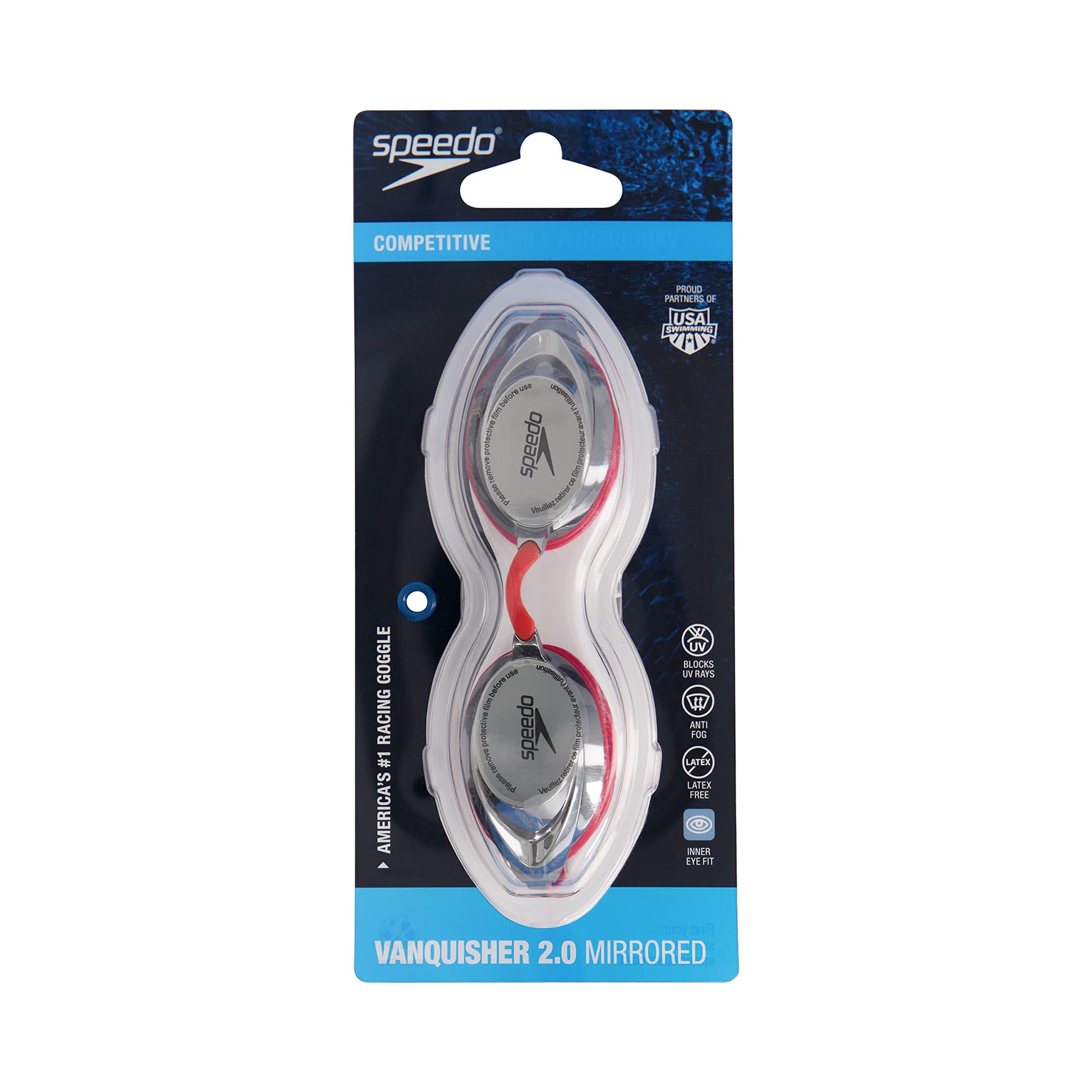 Speedo Vanquisher 2.0 Mirrored Swim Goggle, Traje De Baño Una Pieza Unisex Adulto, Rojo (Red), Talla Única