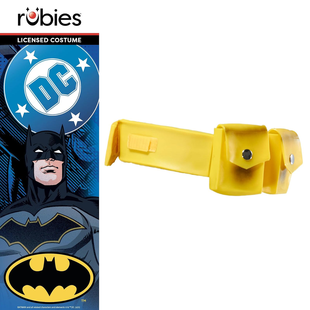 Rubies - Cinturón utilitario de Batman amarillo con equipo de murciélago