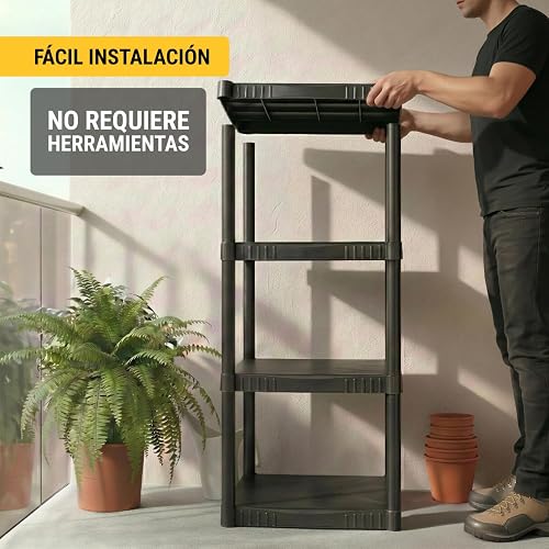 Pretul EST-4P, Estante plástico, 4 repisas, Capacidad máx 108 kg