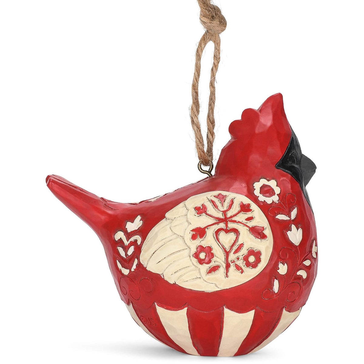 Enesco Jim Shore Heartwood Creek Nordic Noel Roly Poly Cardenal Ornamento Colgante, 8,9 cm de Alto, Blanco Sucio, Negro, Gris, Rojo