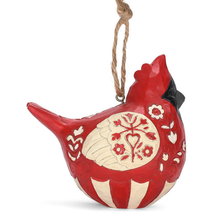 Enesco Jim Shore Heartwood Creek Nordic Noel Roly Poly Cardenal Ornamento Colgante, 8,9 cm de Alto, Blanco Sucio, Negro, Gris, Rojo