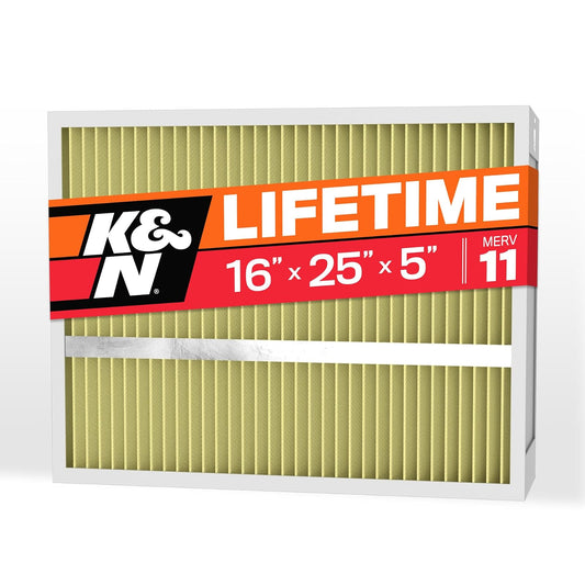 K&N - Filtro de aire para horno HVAC de 16 x 25 x 5, dura toda la vida, lavable, Merv 11, el último filtro HVAC que comprarás, respira de forma segura en casa o en la oficina, HVC-51625