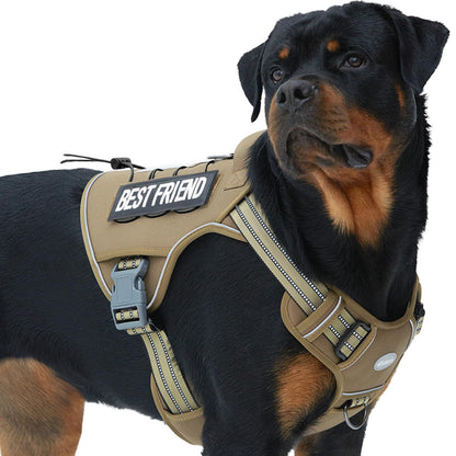 Auroth Arnés Táctico para Perro, Sin Tirones, Reflectante, Ajustable - army amarillo - XL