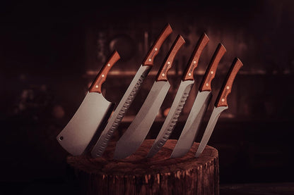 TRAMONTINA - Cuchillo Slicer Churrasco Black, con Lámina de Acero Inoxidable Oscurecido, Mango de Madera y Remaches de Acero Inoxidable, Cubierto para Cortes Grandes de Carne, Tamaño de 12"