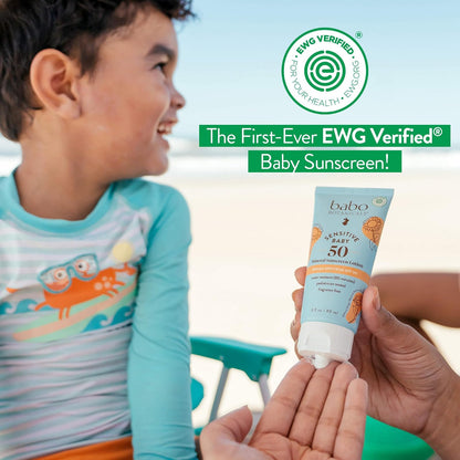 Babo Botanicals Baby Skin Spf 50 Mineral Sheer & Gentle Sunscreen Fragrance Free Lotion, 3 Fl Oz, Unscented, 3 Fluid Ounce