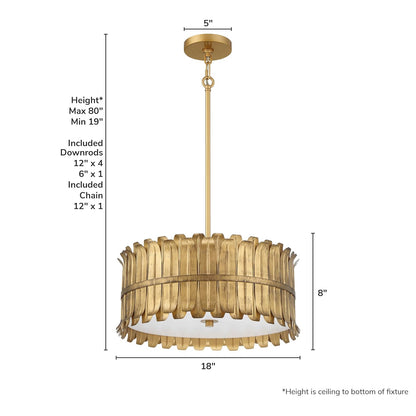 HUNTER Candelabro Valdaz Dorado 3 Luces 18 pulgadas