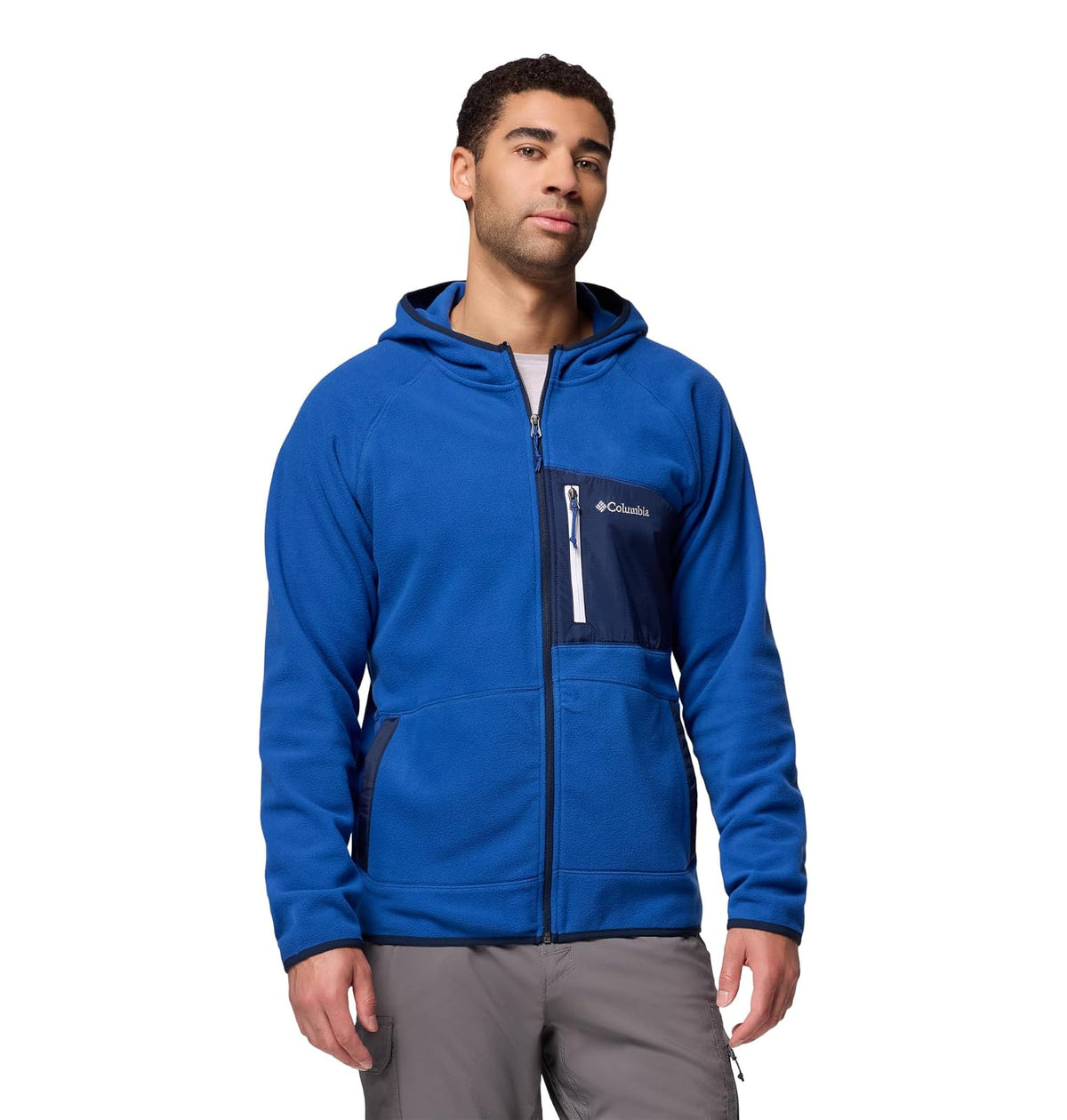Columbia Fast Trek Overlay Chaqueta de Forro Polar con Capucha para Hombre - CH - Azul montaña - azul marino universitario