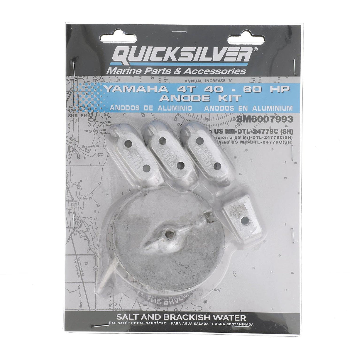 Quicksilver 8M6007993 - Kit de ánodo de Aluminio para fueraborda Yamaha 4T 40-60 HP