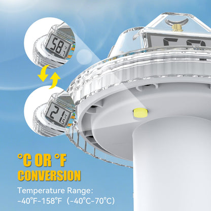 Termómetro digital de piscina flotante fácil de leer, termómetro de agua de gran tamaño para inmersión en frío, termómetro de temperatura del agua para tina de hidromasaje, baño de hielo, piscina, spa