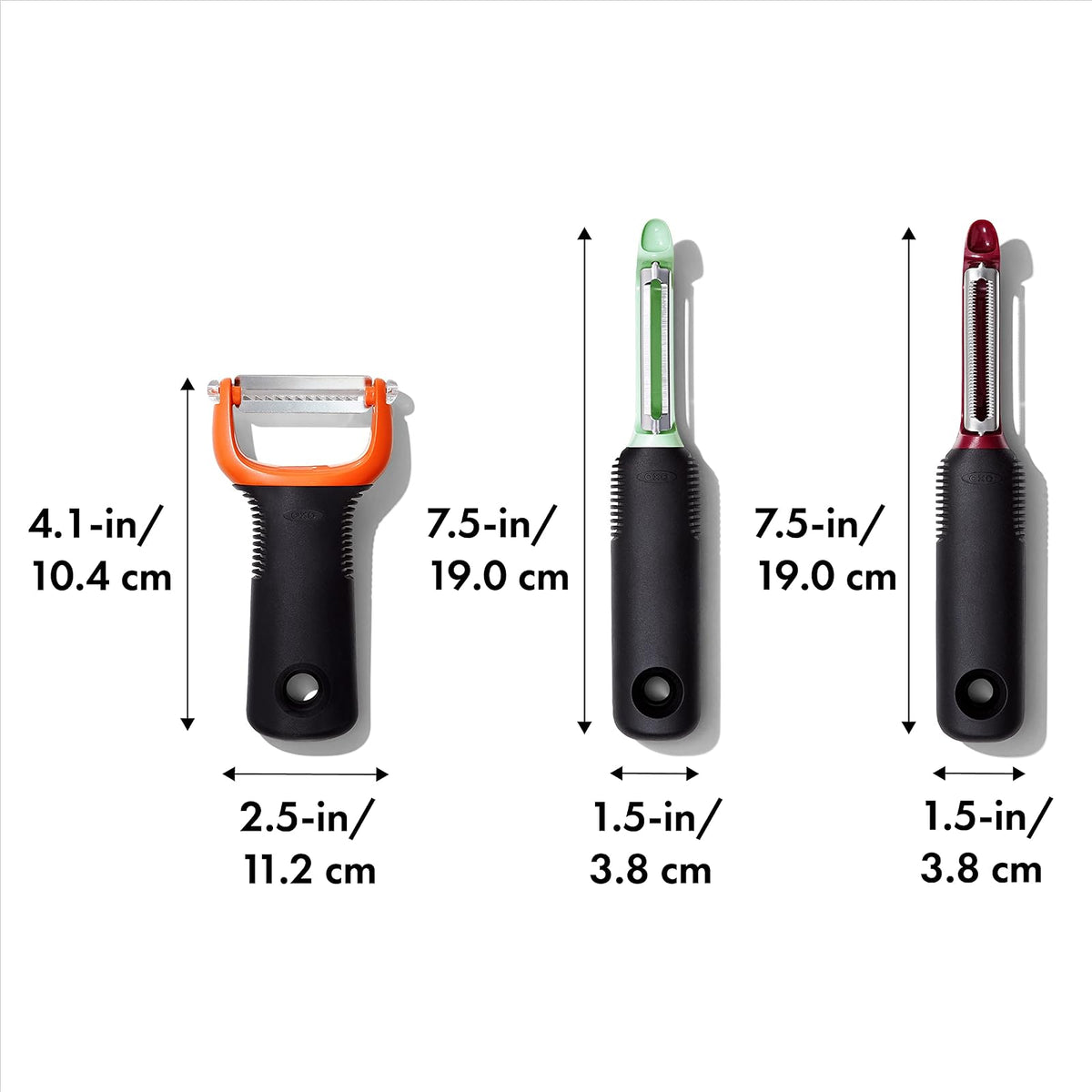 OXO Good Grips - Juego de peladores de 3 piezas, remolacha, hinojo, ñame