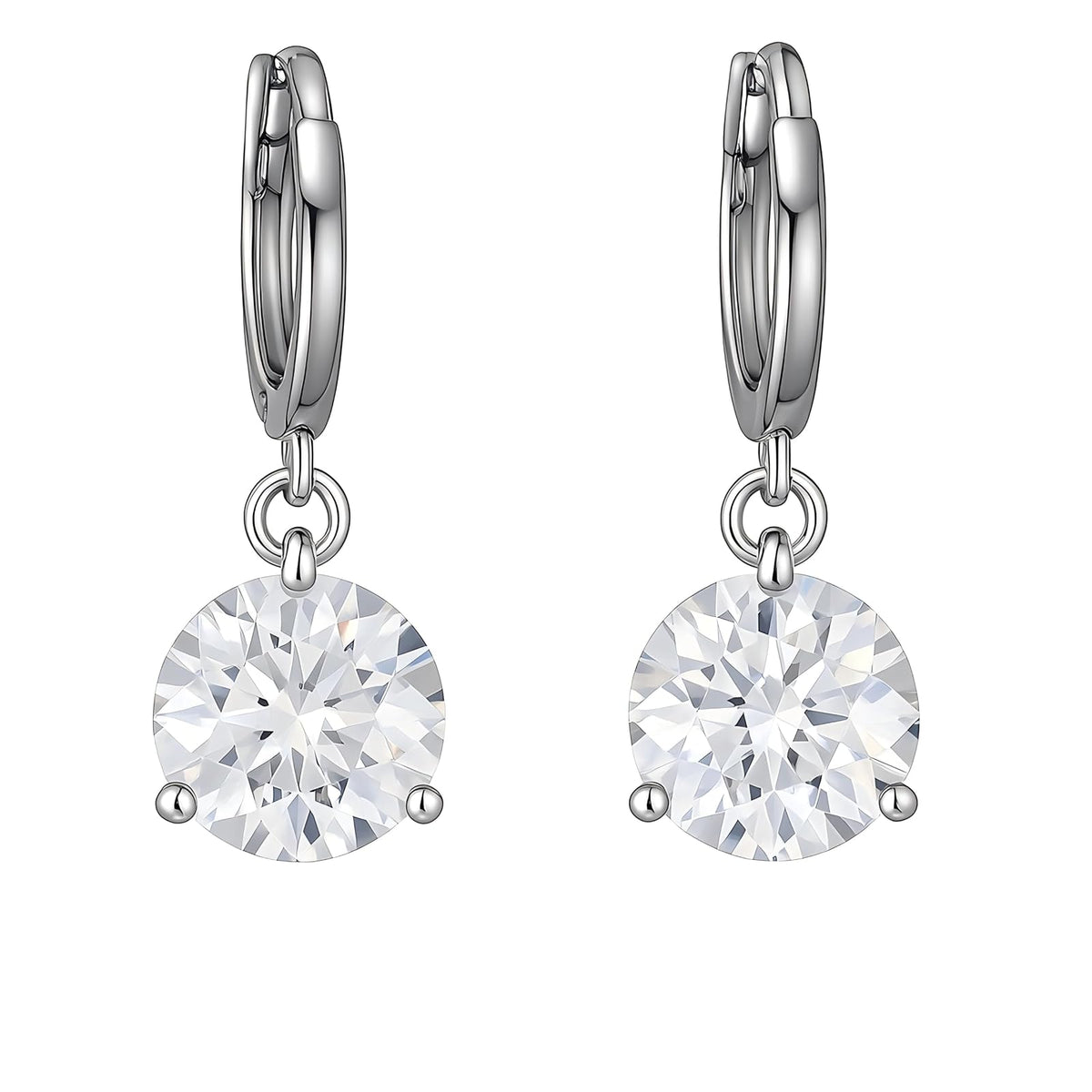 XYPHIELLE Collar y Aretes para Mujer - Dije Redondo de Zirconia Blanca en Aleación Plateada - Joyería Elegante para Novia, Esposa o Mamá (Navidad, San Valentín, Cumpleaños)
