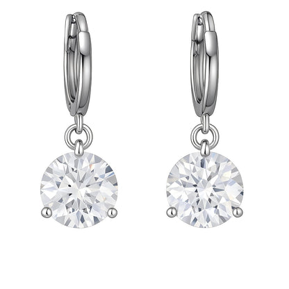 XYPHIELLE Collar y Aretes para Mujer - Dije Redondo de Zirconia Blanca en Aleación Plateada - Joyería Elegante para Novia, Esposa o Mamá (Navidad, San Valentín, Cumpleaños)