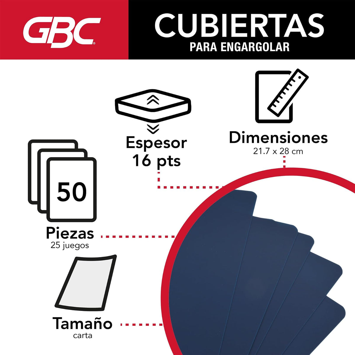 GBC P3541 Cubierta para Encuadernar Premium Liso Azul Obscuro