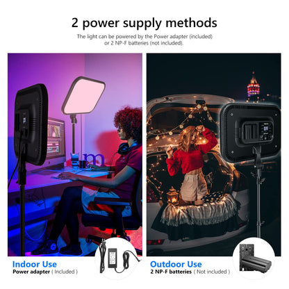NEEWER Panel de Luz de Video LED RGB de 18,3" con Control de Aplicación, 360° a Todo Color, 60W Regulable 2500K ~ 8500K RGB168 Panel LED CRI/TLCI 97+ con 17 Efectos de Escenas