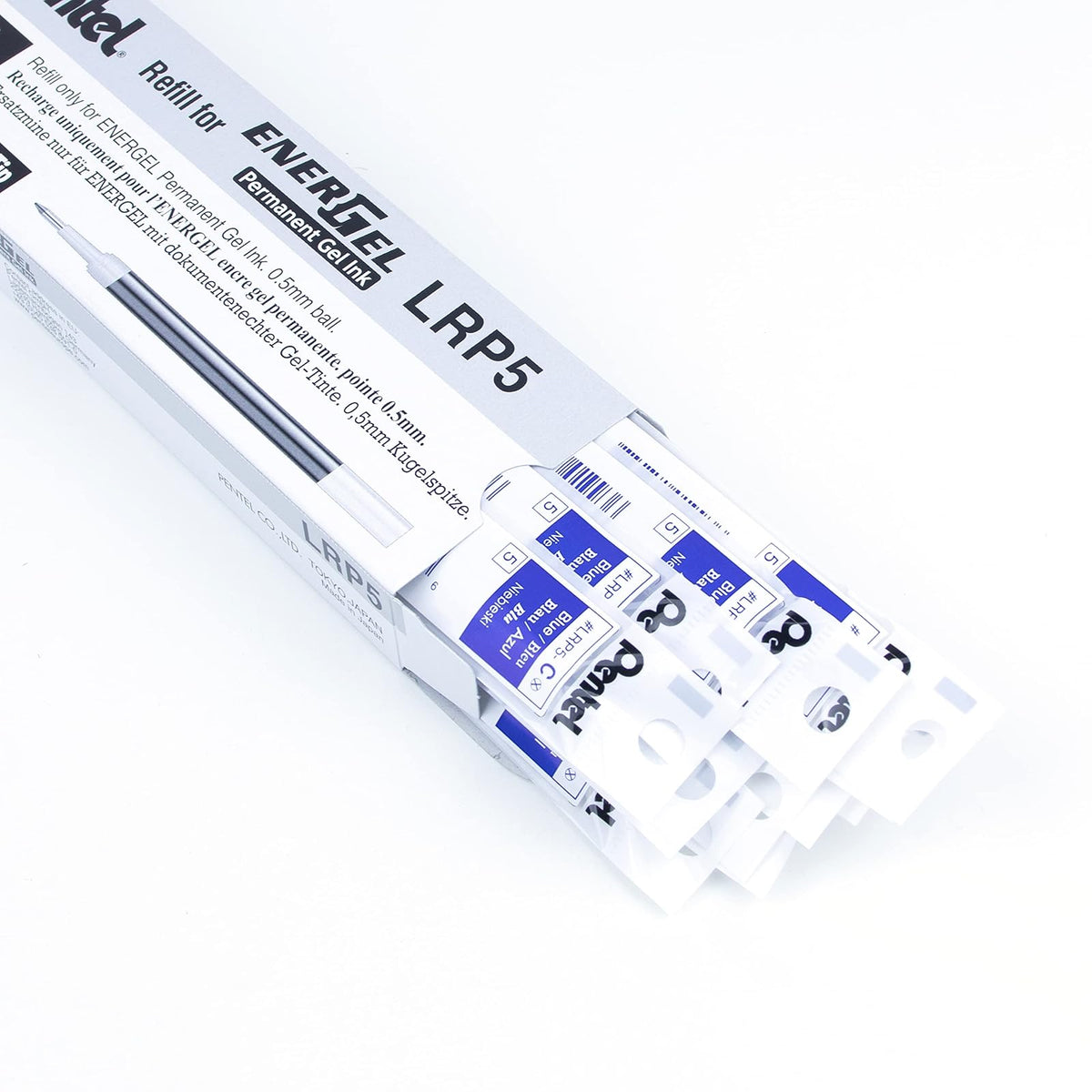 Pentel Repuesto para Bolígrafo Tinta Azul Gel Caja con 12 Piezas-LRP5-C